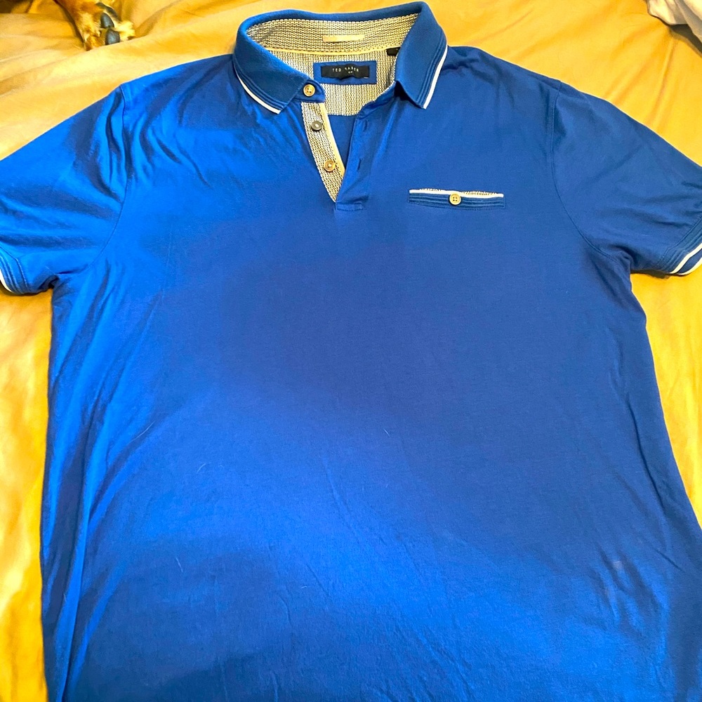 Ted Baker royal blue polo with white piping.